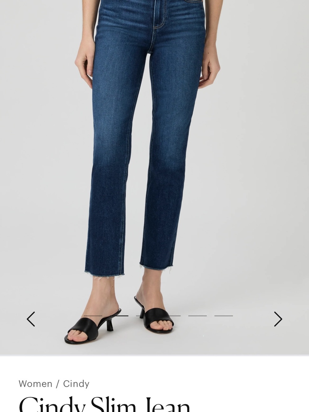PAIGE Cindy Medium Blue Stretchy Cropped Slim Jeans With Frayed Hems Size 28